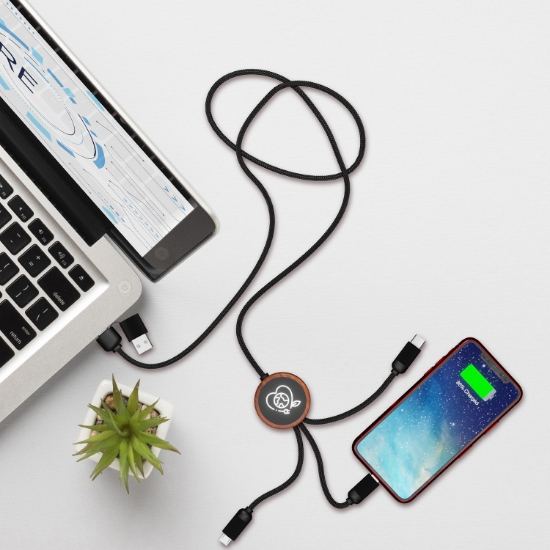 Bamboo 5-in-1 Charging Cable with Light-Up Logo - Lifestyle